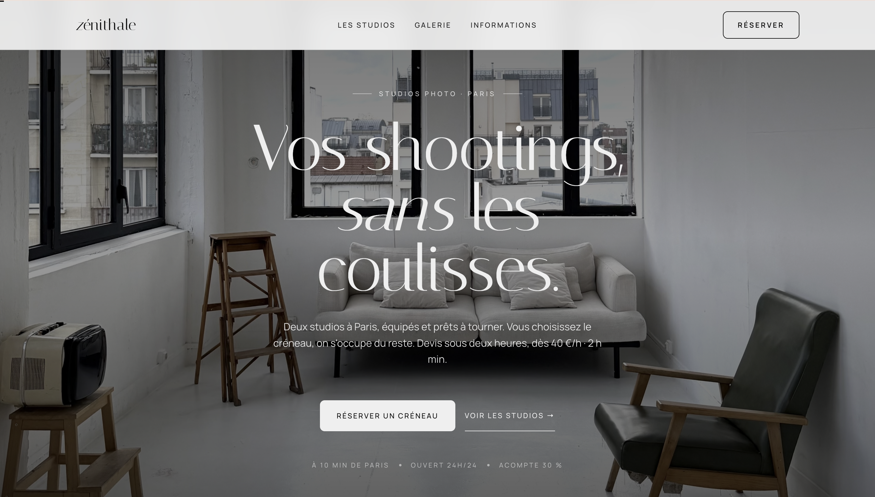 Aperçu du site Studio Zénithale — Studios photo Paris